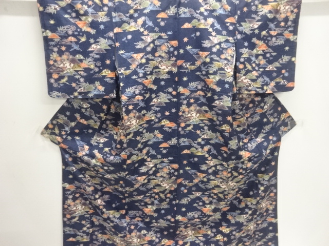 JAPANESE KIMONO / TSUMUGI / UNUSED / FLOWER & BIRD